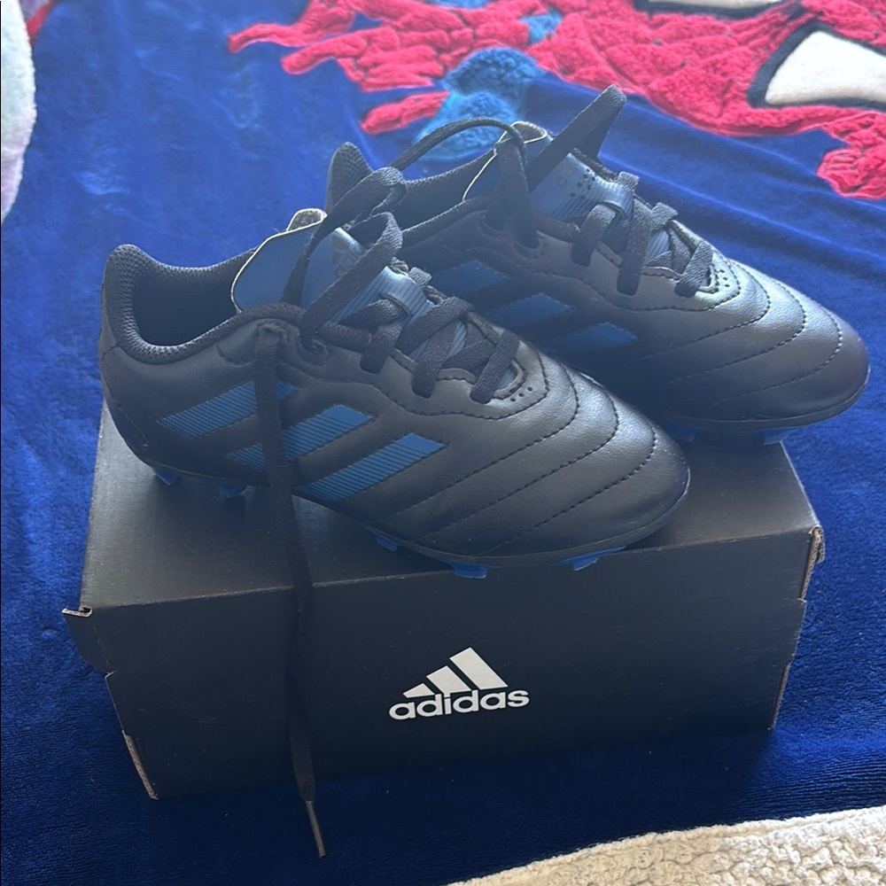 Adidas Black and Blue Sneakers with Iconic Three-Stripe Design